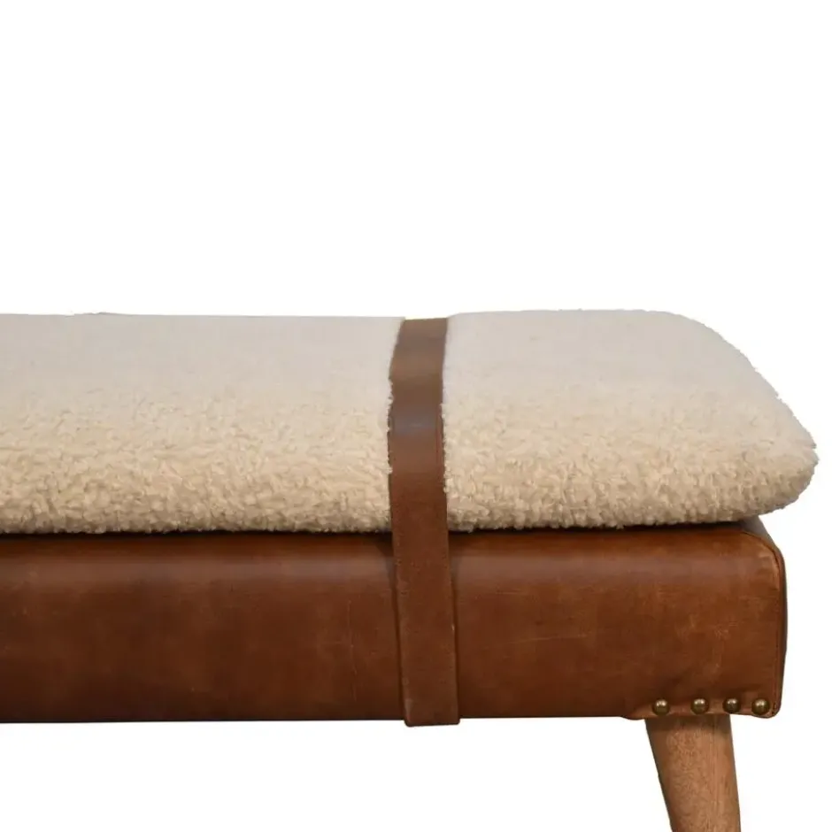 Artisan Furniture Solid hout Boucle Bank van Bankje