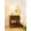 Artisan Furnitur Massief Houten Bamboe Gegraveerd Nachtkastje, 1Lade, 1 Open Vak