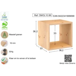 Astigarraga Dinamic Vakkenkast open - PEFC grenen - 36x36cm