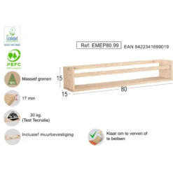 Astigarraga Wandplank - 80cm - PEFC grenen