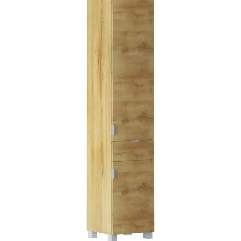 Atlas-Badkamerkast met 2 deuren en 1 lade in houten look