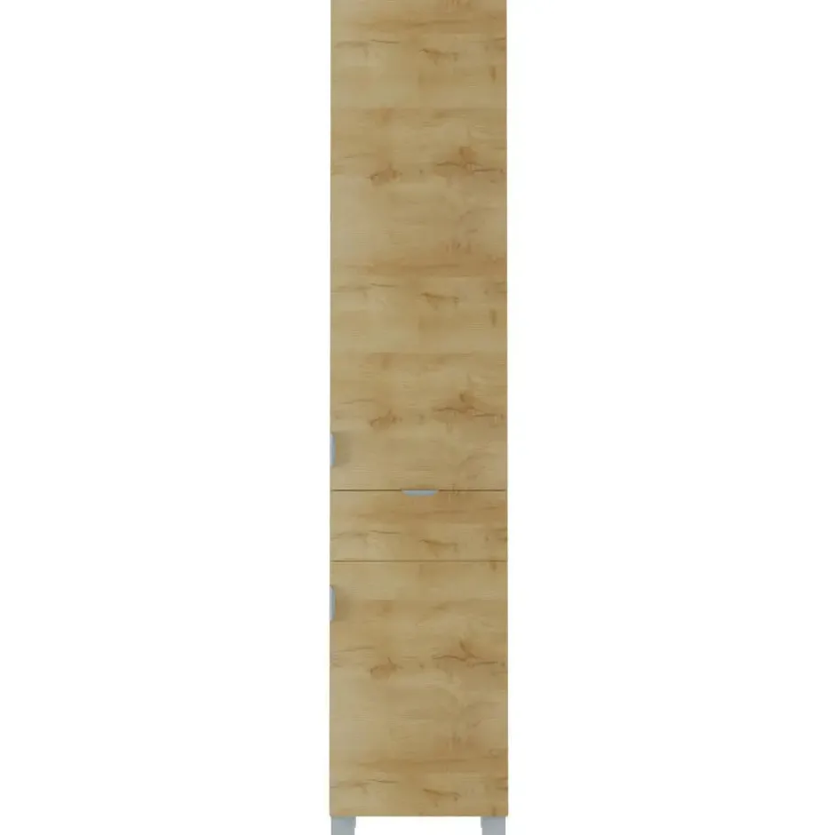 Atlas-Badkamerkast met 2 deuren en 1 lade in houten look
