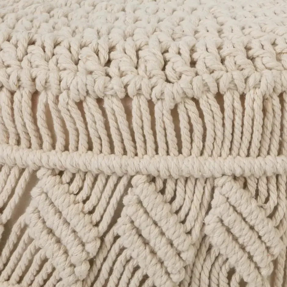 Atmosphera Bijzet krukje model Macrame - naturel - H42 cm