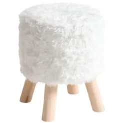 Atmosphera Bijzet krukje / zit krukje Teddy - D30 x H39 cm