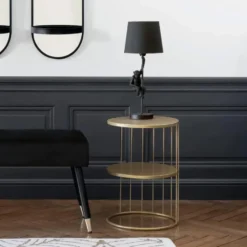 Atmosphera Bijzettafel Kobu - goud - metaal - rond