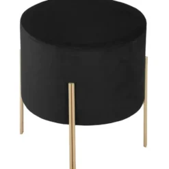 Atmosphera Bijzet/zit krukje Verona - metaal/stof - zwart - 40 cm