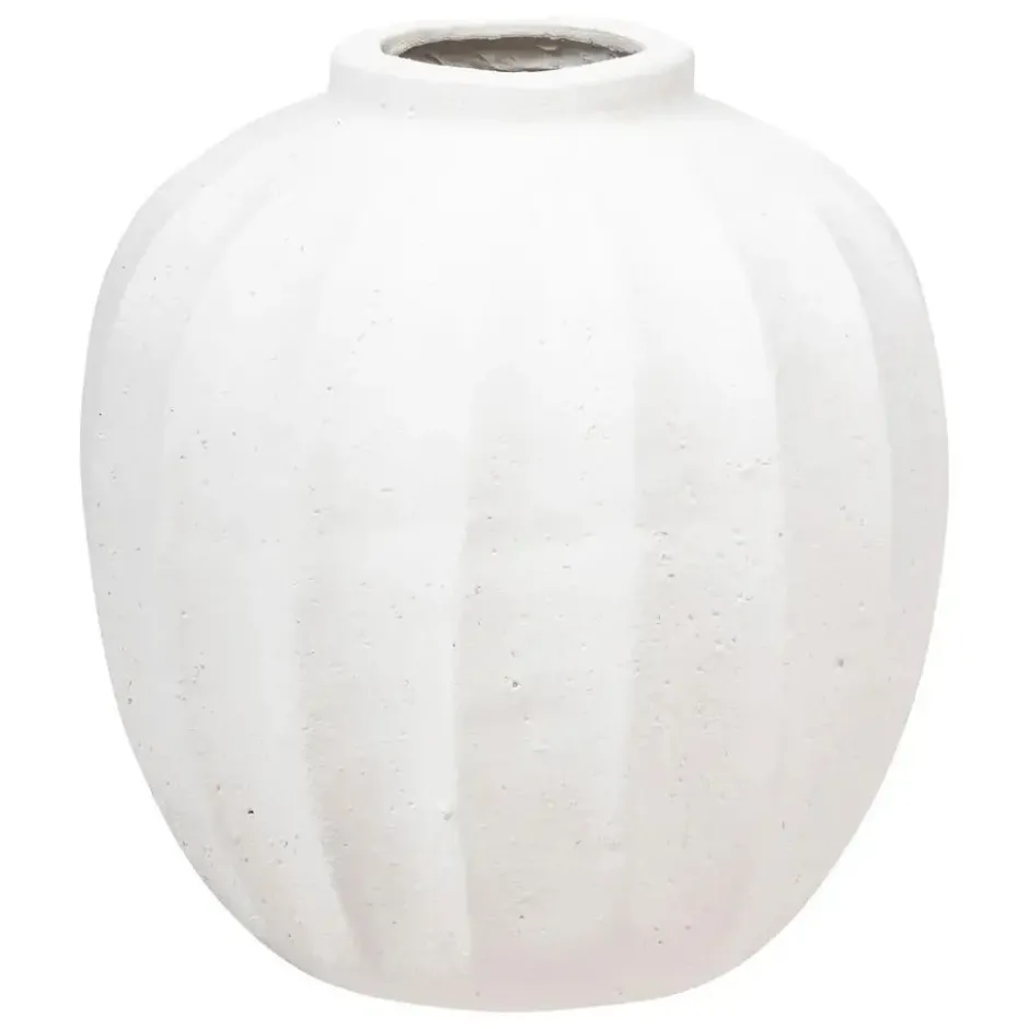 Atmosphera Bloemenvaas - creme wit - kunststeen - D25 x H28 cm