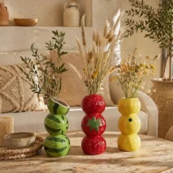 Atmosphera Bloemenvaas Fruity - citroen - geel - 9 x 20 cm