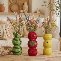 Atmosphera Bloemenvaas Fruity - citroen - geel - 9 x 20 cm