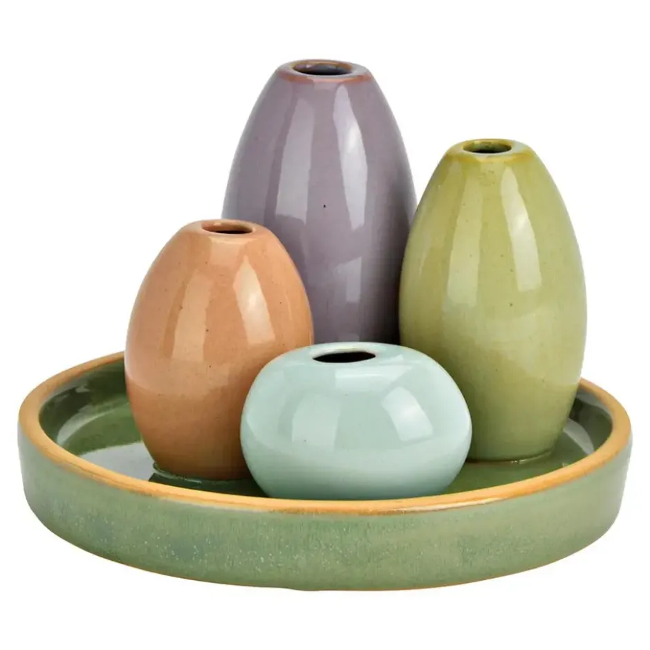 Atmosphera bloemenvaas set - multi - D15 x 10 cm - aardewerk