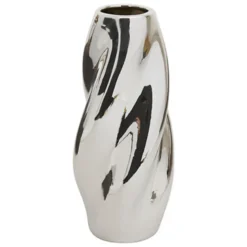 Atmosphera Bloemenvaas Silver Sky - zilver - keramiek - H28 cm