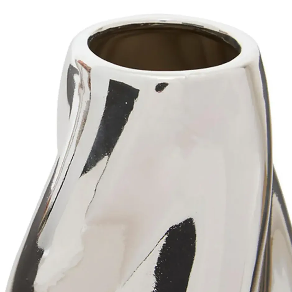 Atmosphera Bloemenvaas Silver Sky - zilver - keramiek - H28 cm