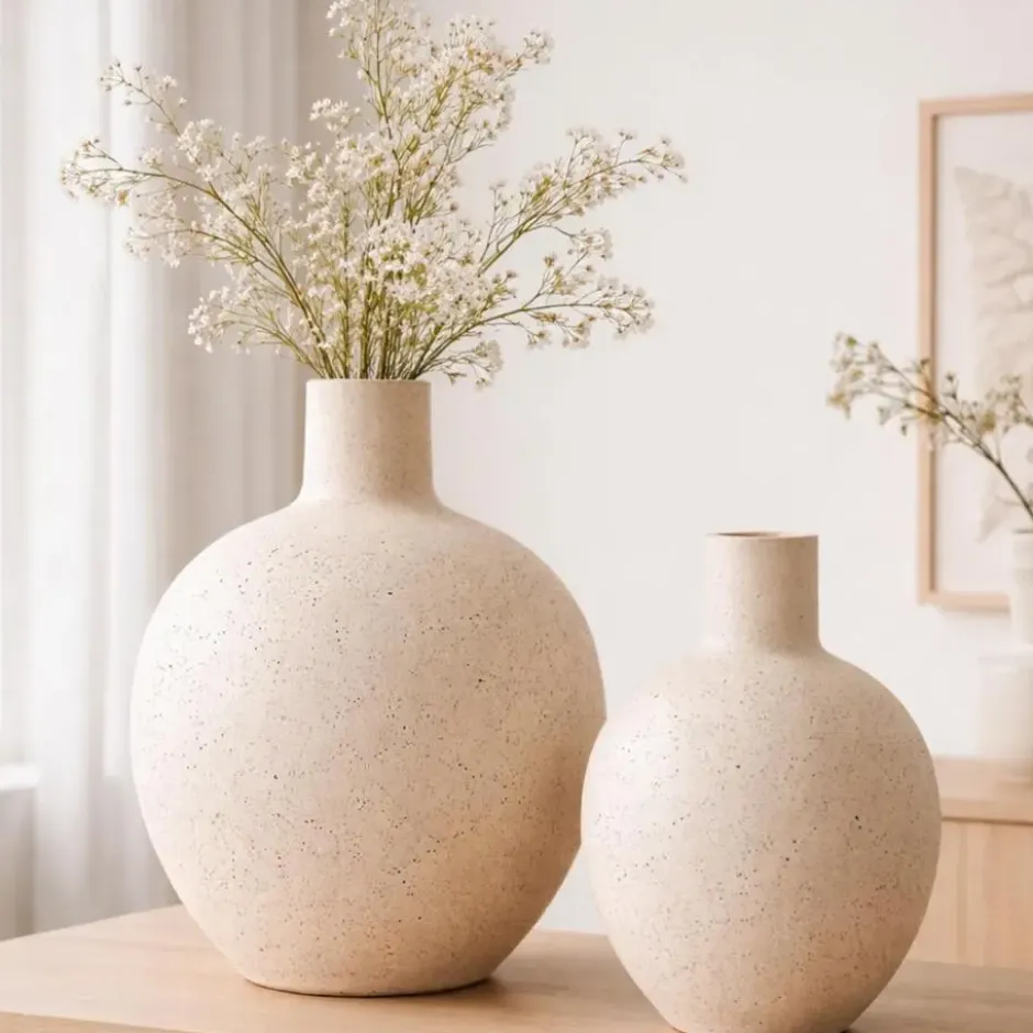 Atmosphera Bloemenvaas Ted - wit - keramiek - D26 x H33 cm