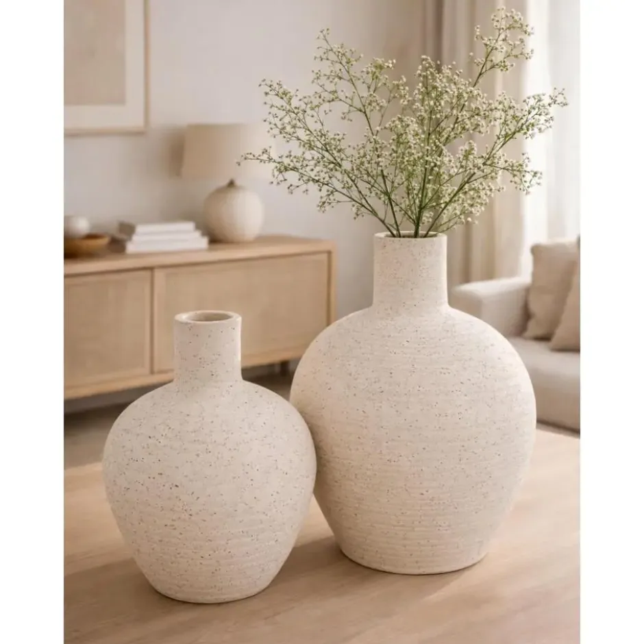 Atmosphera Bloemenvaas Ted - wit - keramiek - D26 x H33 cm