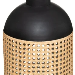 Atmosphera Bloemenvaas - zwart/beige - gietijzer - 18 x 60 cm