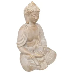 Atmosphera Boeddha beeld - binnen/buiten - stone - 39 cm - goud