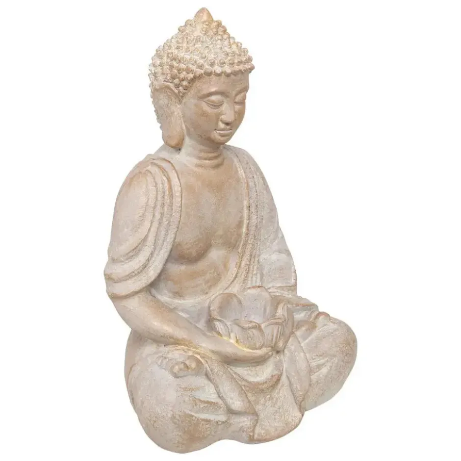 Atmosphera Boeddha beeld - binnen/buiten - stone - 39 cm - goud
