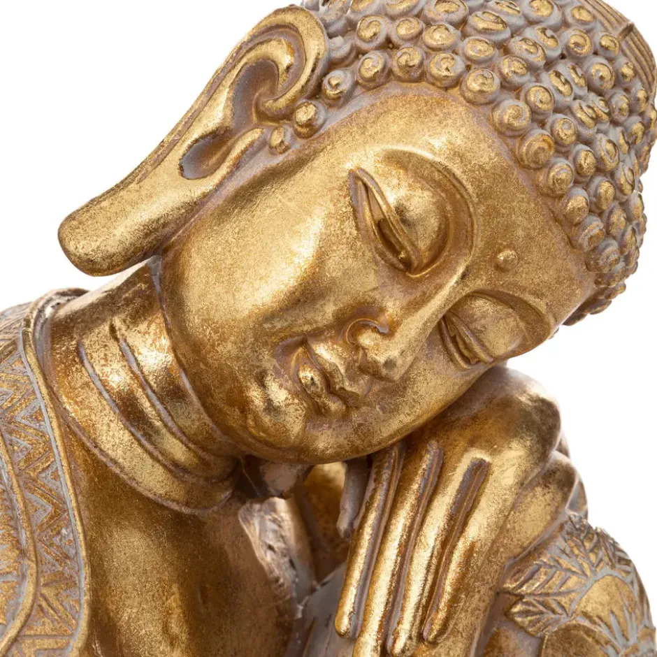 Atmosphera Boeddha beeldje - binnen/buiten - polyresin - 23 cm - goud