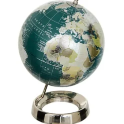 Atmosphera Decoratie wereldbol - zilver - RVS voet - D20 x H28 cm