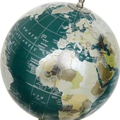 Atmosphera Decoratie wereldbol - zilver - RVS voet - D20 x H28 cm