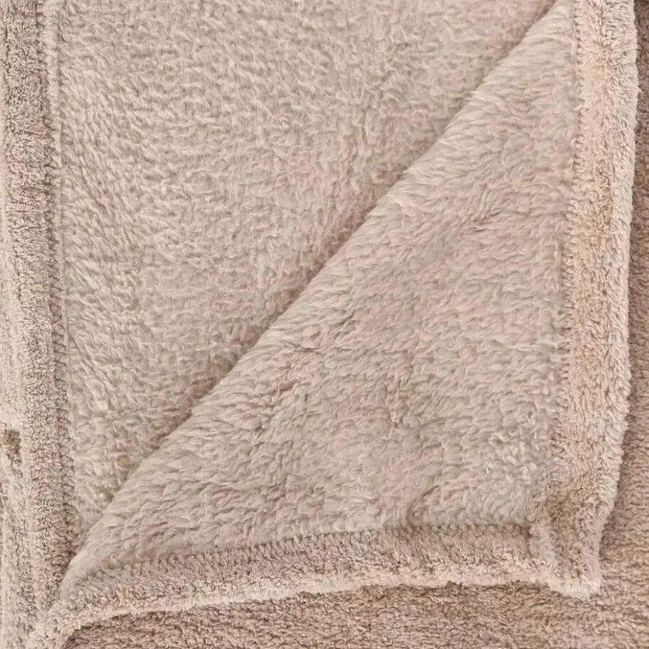 Atmosphera Fleece deken/plaid harig - beige - 180 x 230 cm