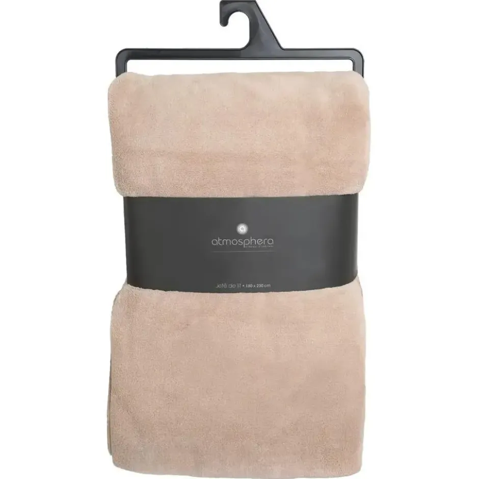 Atmosphera Fleece deken/plaid harig - beige - 180 x 230 cm