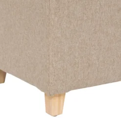 Atmosphera krukje/poef - hout/stof - beige - D35 x H35 cm