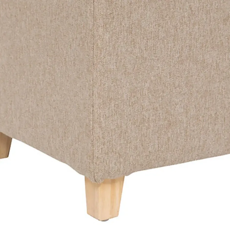 Atmosphera krukje/poef - hout/stof - beige - D35 x H35 cm