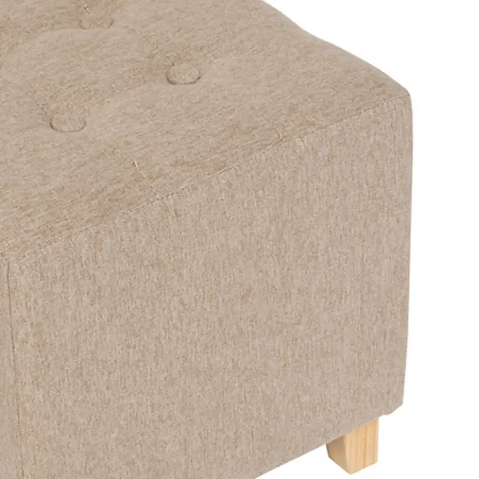 Atmosphera krukje/poef - hout/stof - beige - D35 x H35 cm