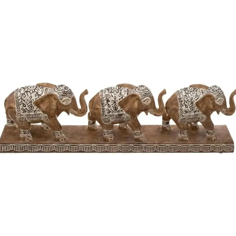 Atmosphera Olifantjes dierenbeeldje - bruin - 46 x 7,5 x 13 cm