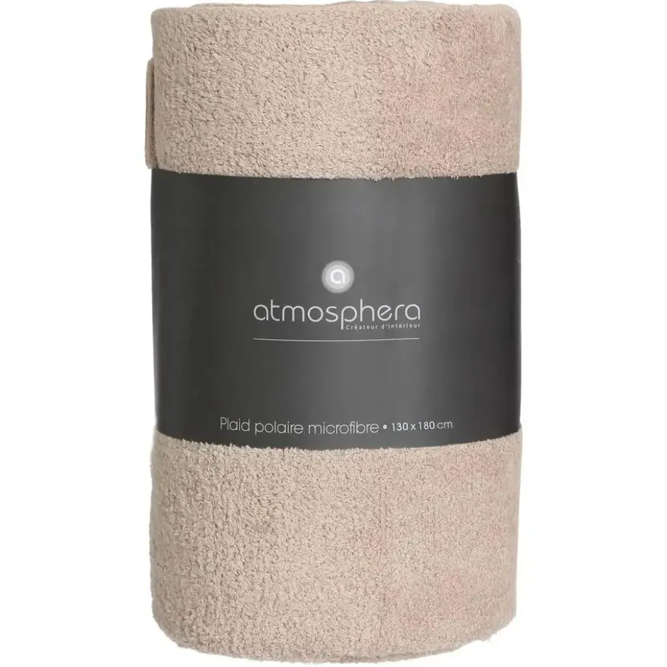 Atmosphera Plaid - beige - polyester - 130 x 180 cm
