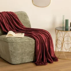 Atmosphera Plaid - Bordeaux rood - polyester - 180 x 230 cm