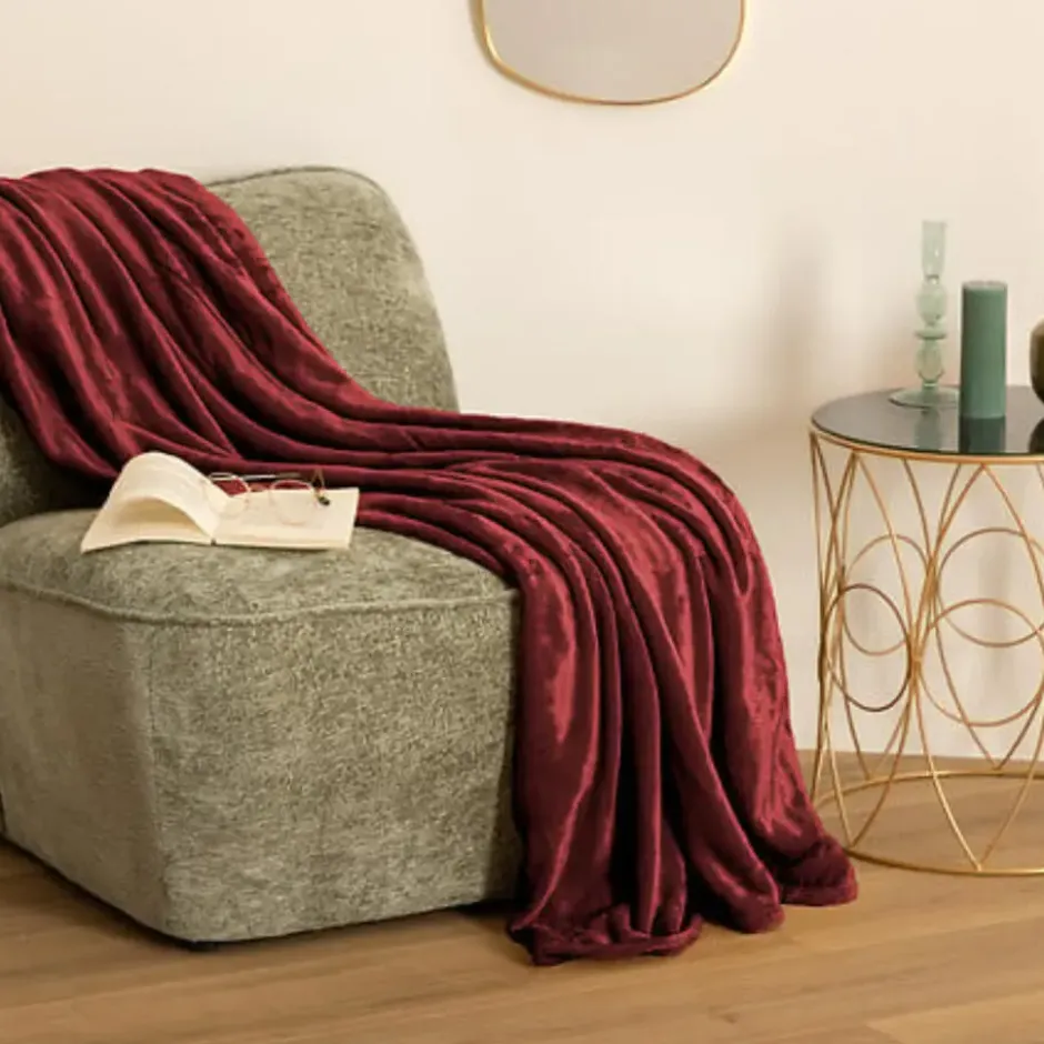 Atmosphera Plaid - Bordeaux rood - polyester - 180 x 230 cm