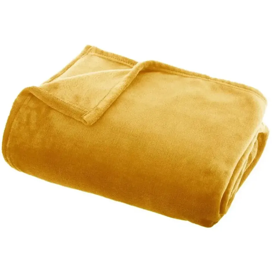 Atmosphera Plaid deken - okergeel - polyester - 130 x 180 cm