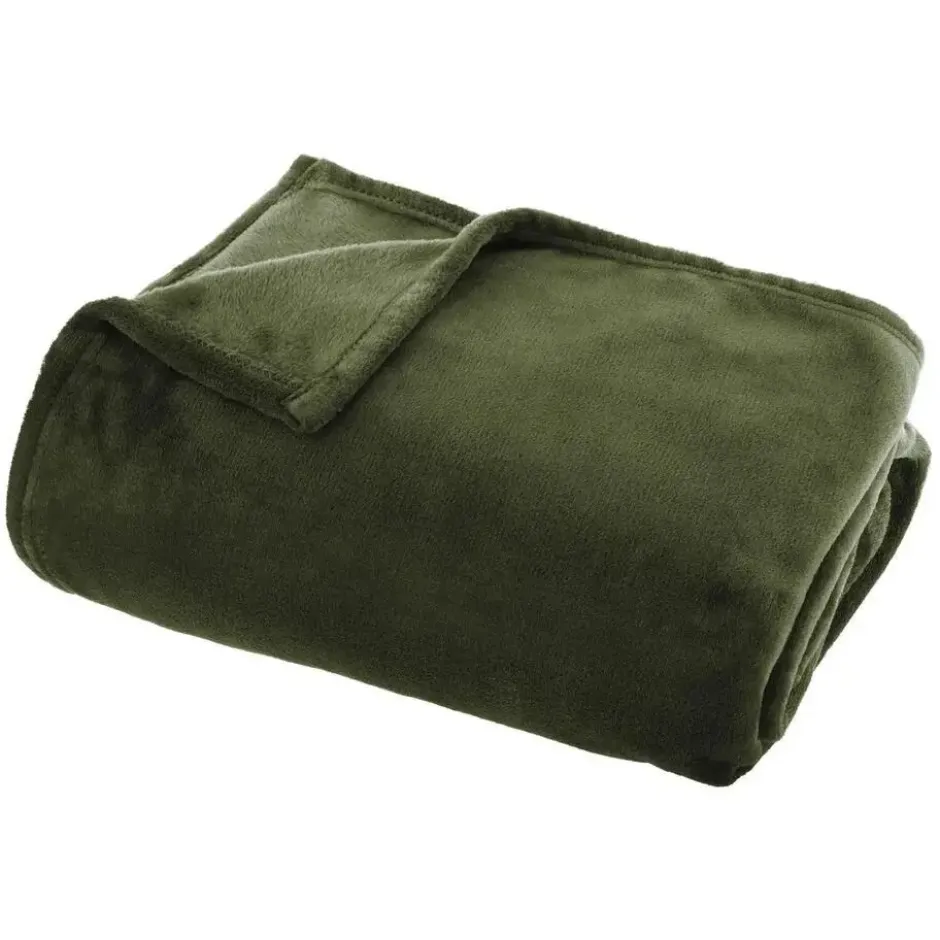 Atmosphera Plaid deken - olijfgroen - polyester - 125 x 150 cm