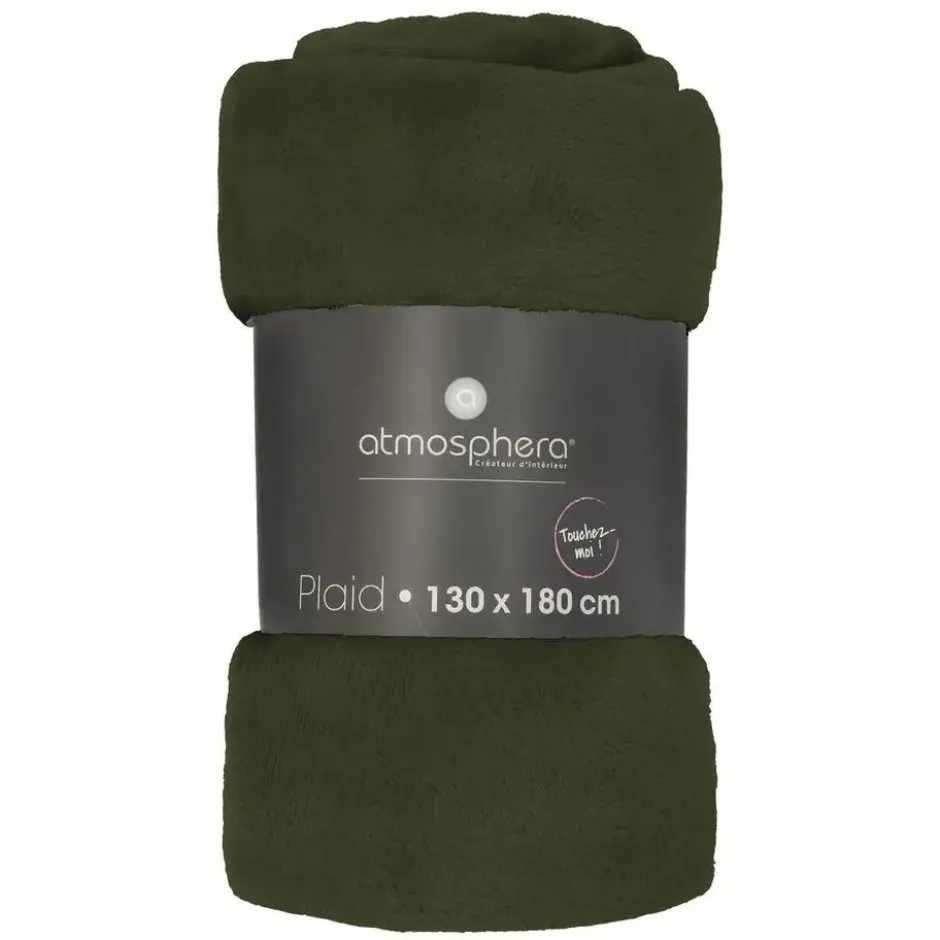Atmosphera Plaid deken - olijfgroen - polyester - 130 x 180 cm