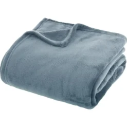 Atmosphera Plaid - ijsblauw - polyester - 180 x 230 cm