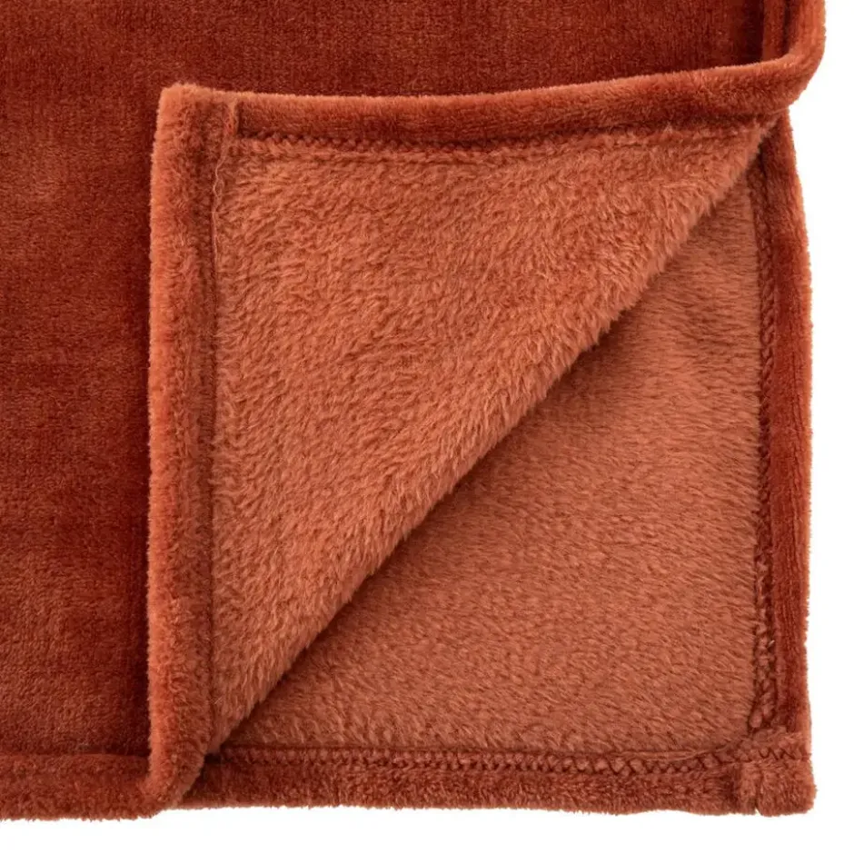 Atmosphera Plaid - terracotta - polyester - 130 x 180 cm