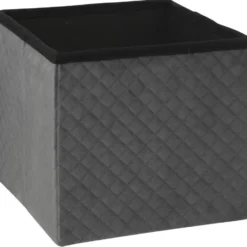Atmosphera Poef/hocker - opbergbox - donkergrijs - PU/MDF - 31 x 31 cm