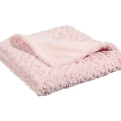 Atmosphera Sprei/deken/plaid - lichtroze - polyester - 120 x 160 cm - geknoopt m