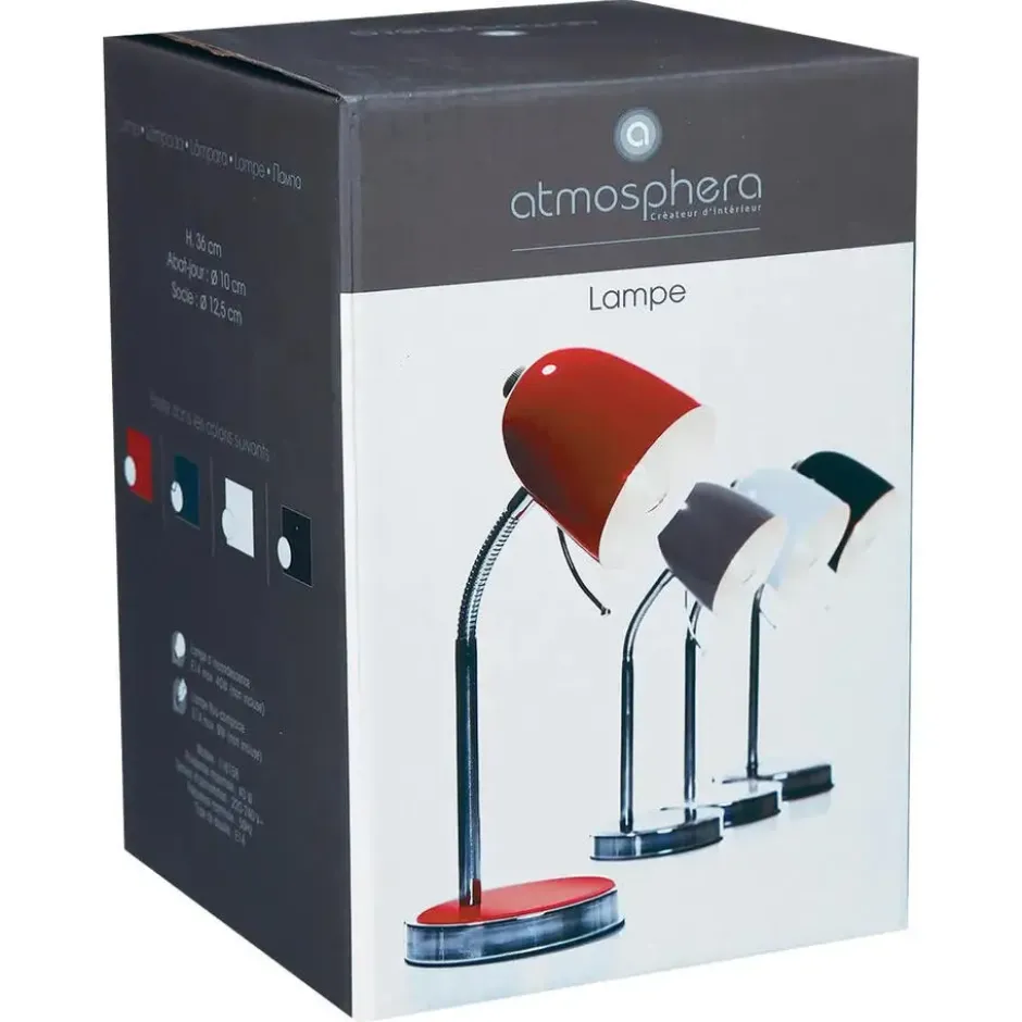 Atmosphera Tafellamp/bureaulampje - metaal - zwart/zilver - 35 cm