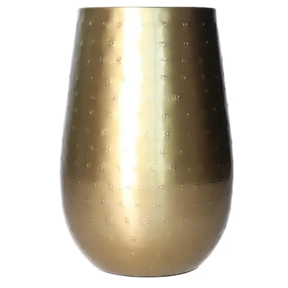 Atmosphera Vaas - metaal - goudkleurig - metallic - 15 x 23 cm