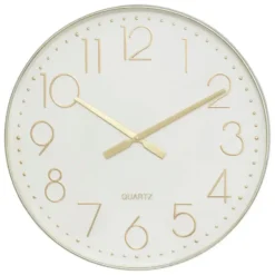 Atmosphera Wandklok Mondello - D51 cm - kunststof - wit/goud