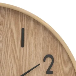 Atmosphera Wandklok/muur klok - Woody - Dia 55 cm - hout - beige