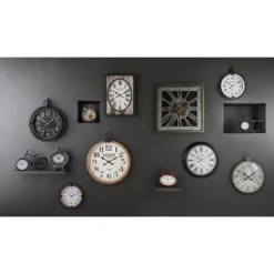 Atmosphera Wandklok/muur klok Vintage - D38 cm - hout - naturel