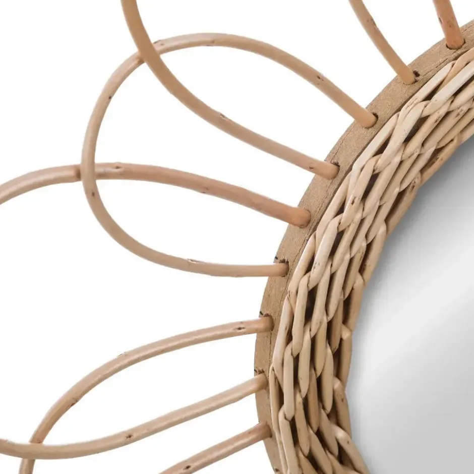 Atmosphera Wandspiegel - bloem - rotan - D38 cm - bohemian