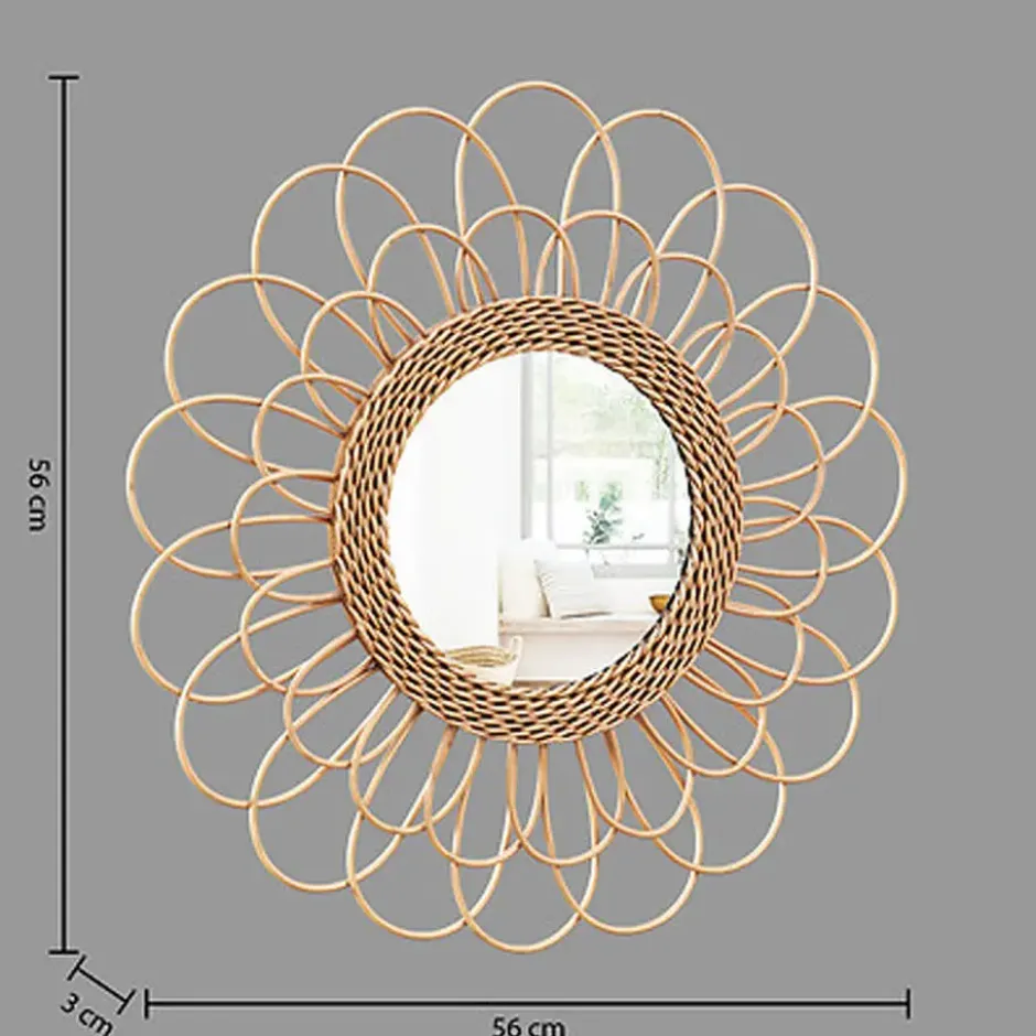 Atmosphera Wandspiegel Caya - Boho/ibiza stijl - rotan - 56 cm
