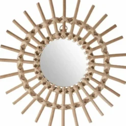 Atmosphera Wandspiegel - rond - rotan - 30 cm - bohemian spiegel