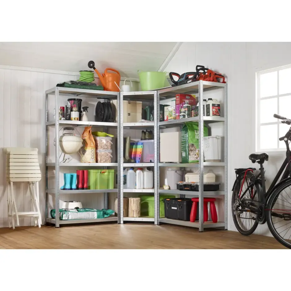 Avasco Stellingkast - Zilver - Opbergrek met hoek metaal - 176x75x40cm