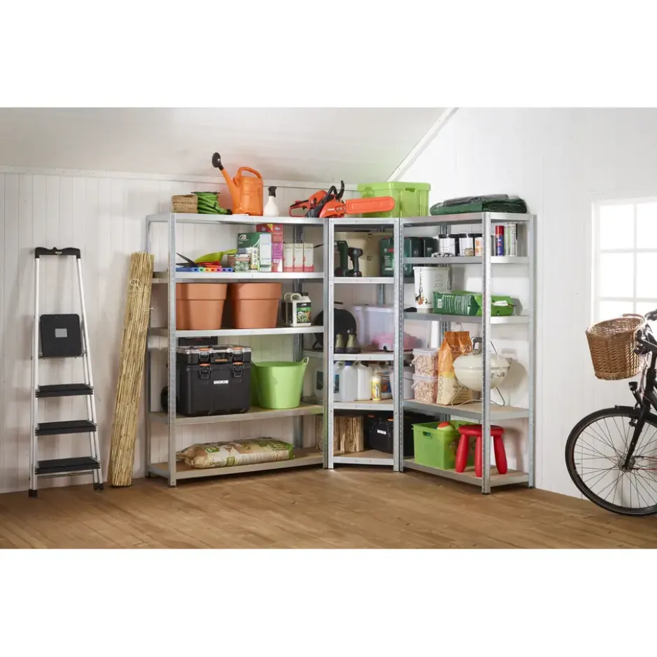 Avasco Stellingkast - Zilver - Opbergrek met hoek metaal - 176x75x40cm